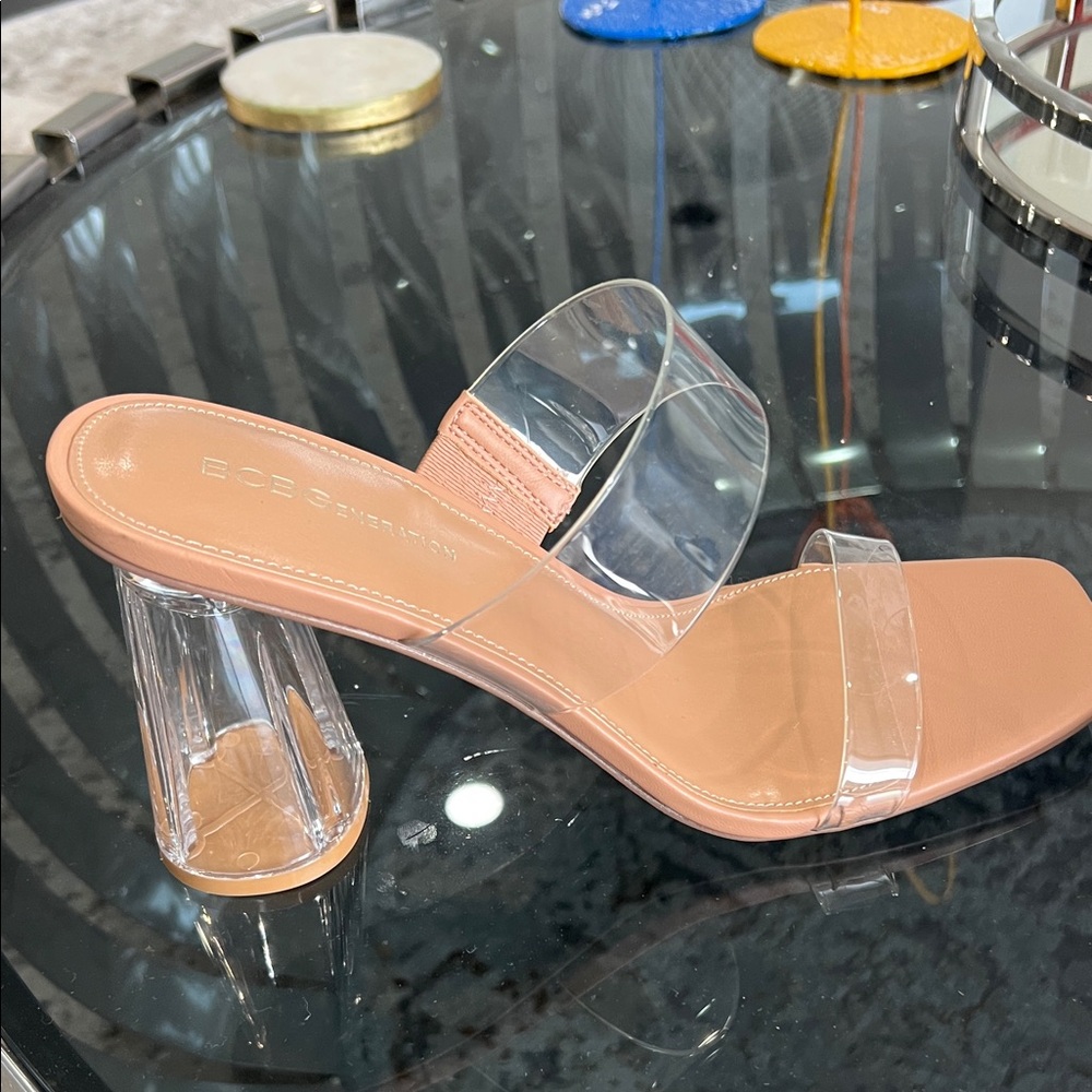 BCBGeneration Women's Clear Strap Heels - Tan